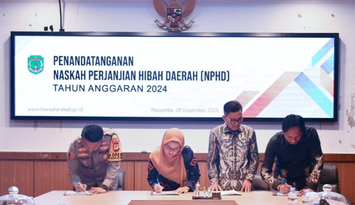 Teken NPHD. Bersama Pemda Luwu Utara ; ” Wujud Nyata Dukungan Dalam Pelaksanan Pemilu 2024 “.