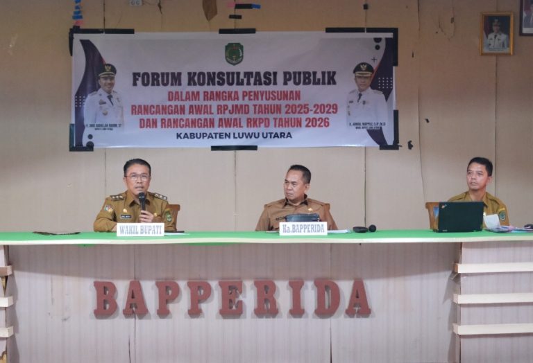 Wakil Bupati Luwu Utara Pimpin Forum Konsultasi Publik untuk Penyempurnaan RPJMD 2025 – 2029 dan RKPD 2026.