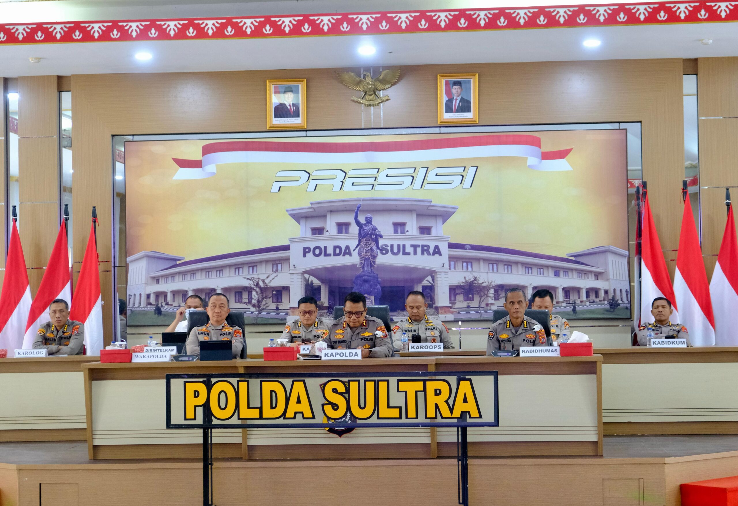 *Polda Sultra Ikuti Rakernis Gabungan Empat Divisi Mabes Polri Secara Virtual di Aula Dachara*