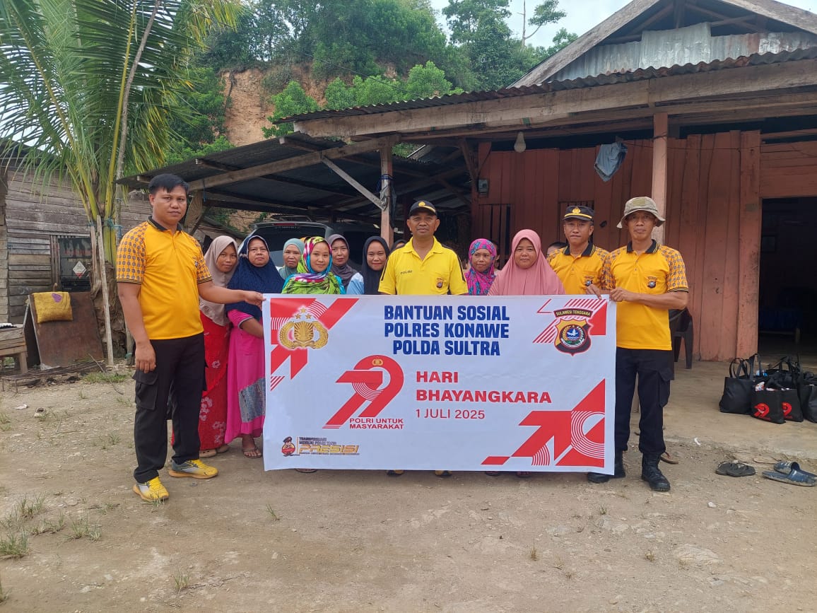 *Memperingati Hari Bhayangkara ke-79, Polres Konawe Gelar Lomba Menembak dan Bagikan Bansos Kepada Warga Sekitar*