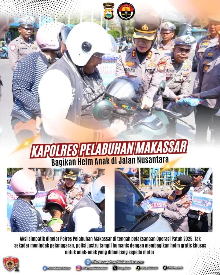 Operasi Patuh 2025: Helm untuk Anak, Bukti Cinta Kapolres Pelabuhan Makassar pada Generasi Masa Depan