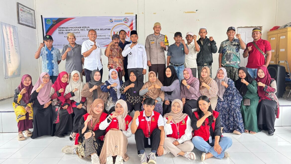 Desa Mukti Jaya Bersama Mahasiswa KKN UNHAS, Menggelar Seminar Program Kerja Pengembangan potensi Ekonomi Di Desa.