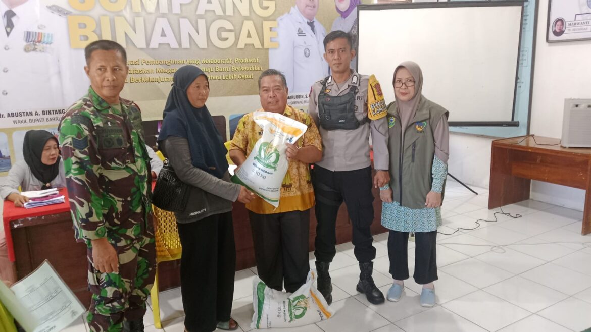 Didampingi Bhabinsa dan Bhabinkamtibmas, Lurah Badaruddin Salurkan Bantuan Beras di Kelurahan Sumpang Binangae