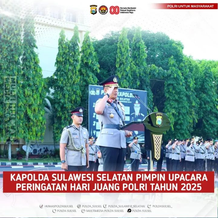 *Kapolda Sulsel Pimpin Upacara Hari Juang Polri Tahun 2025 di Mapolda Sulsel*
