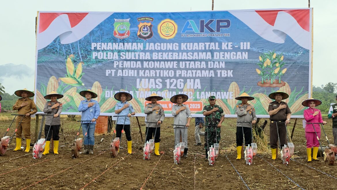Tanam Jagung di Konawe Utara, Wujud Keseriusan Polda Sultra Dukung Ketahanan Pangan