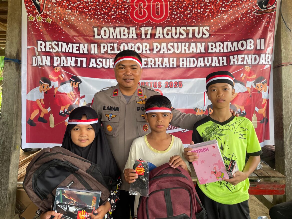 Resimen II Pelopor Pasbrimob II Meriahkan HUT ke-80 RI Bersama Anak Panti Asuhan di Kendari