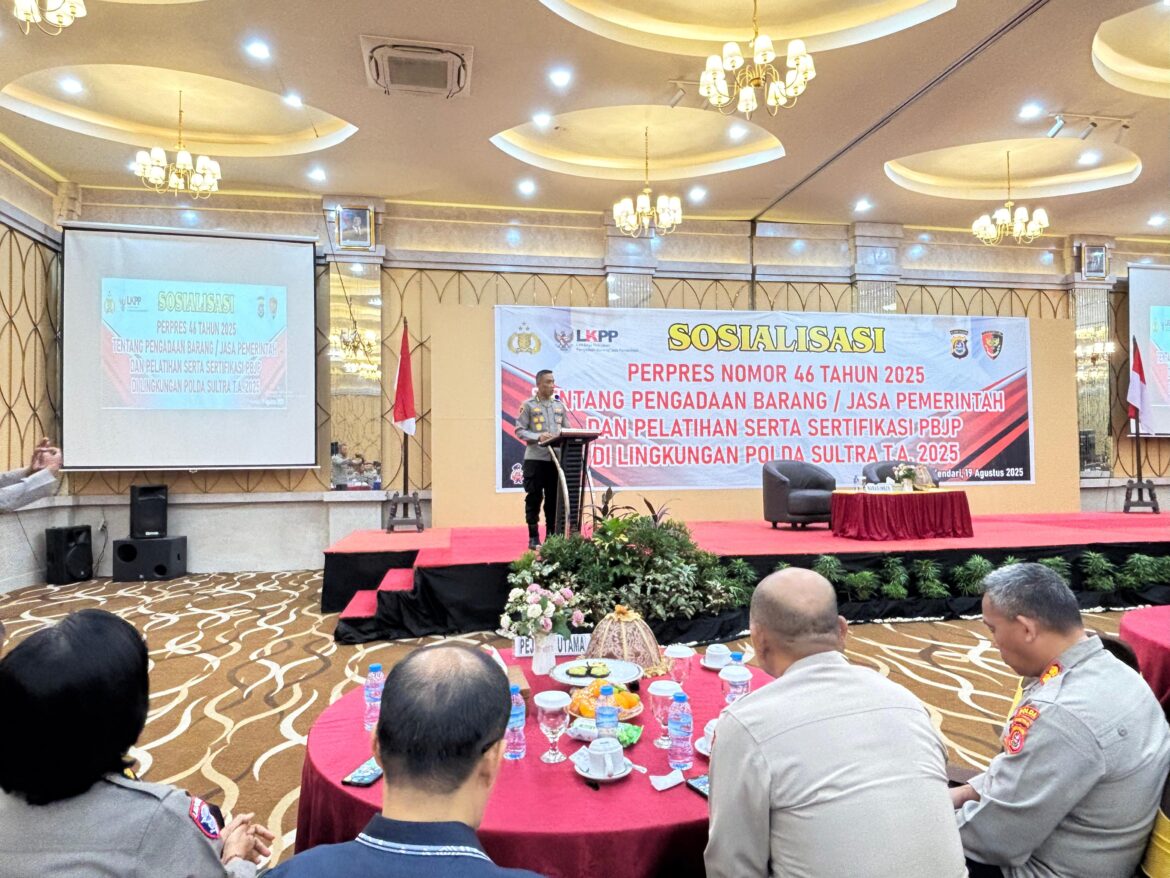Polda Sultra Gelar Sosialisasi Perpres No. 46 Tahun 2025 tentang Pengadaan Barang dan Jasa