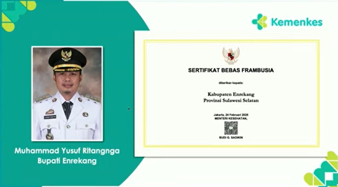 Sertifikat Bebas Frambusia 2025 Diraih Oleh Kabupaten Enrekang.