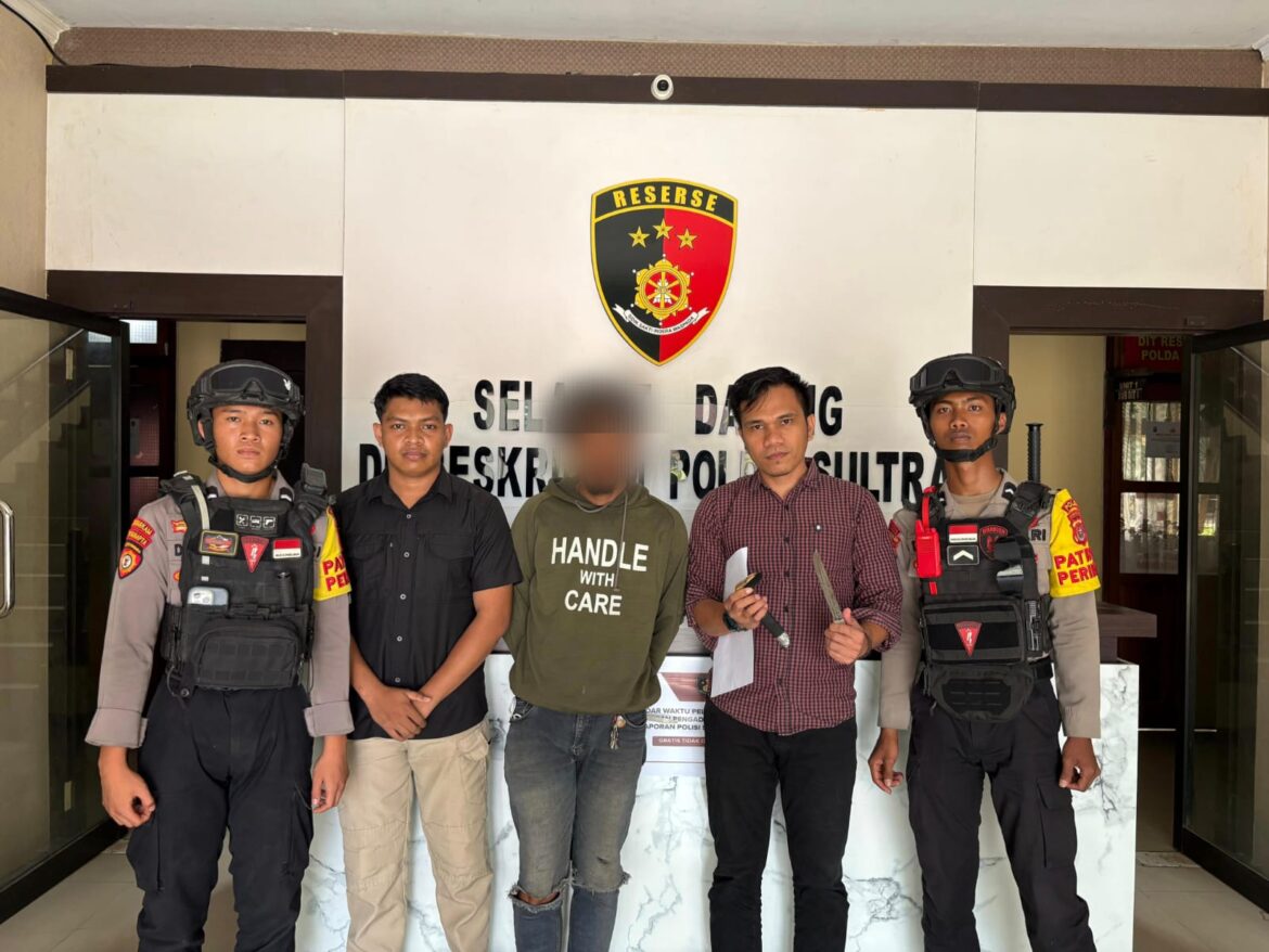 Satgas Anti Premanisme Polda Sultra Amankan Pria Bawa Sajam Saat Praktik Parkir Liar di Kendari