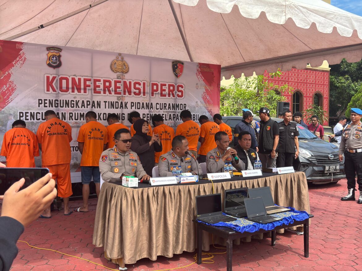 *Polda Sultra Ungkap Kasus Curanmor, Pencurian Rumah Kosong, dan Penggelapan Mobil*