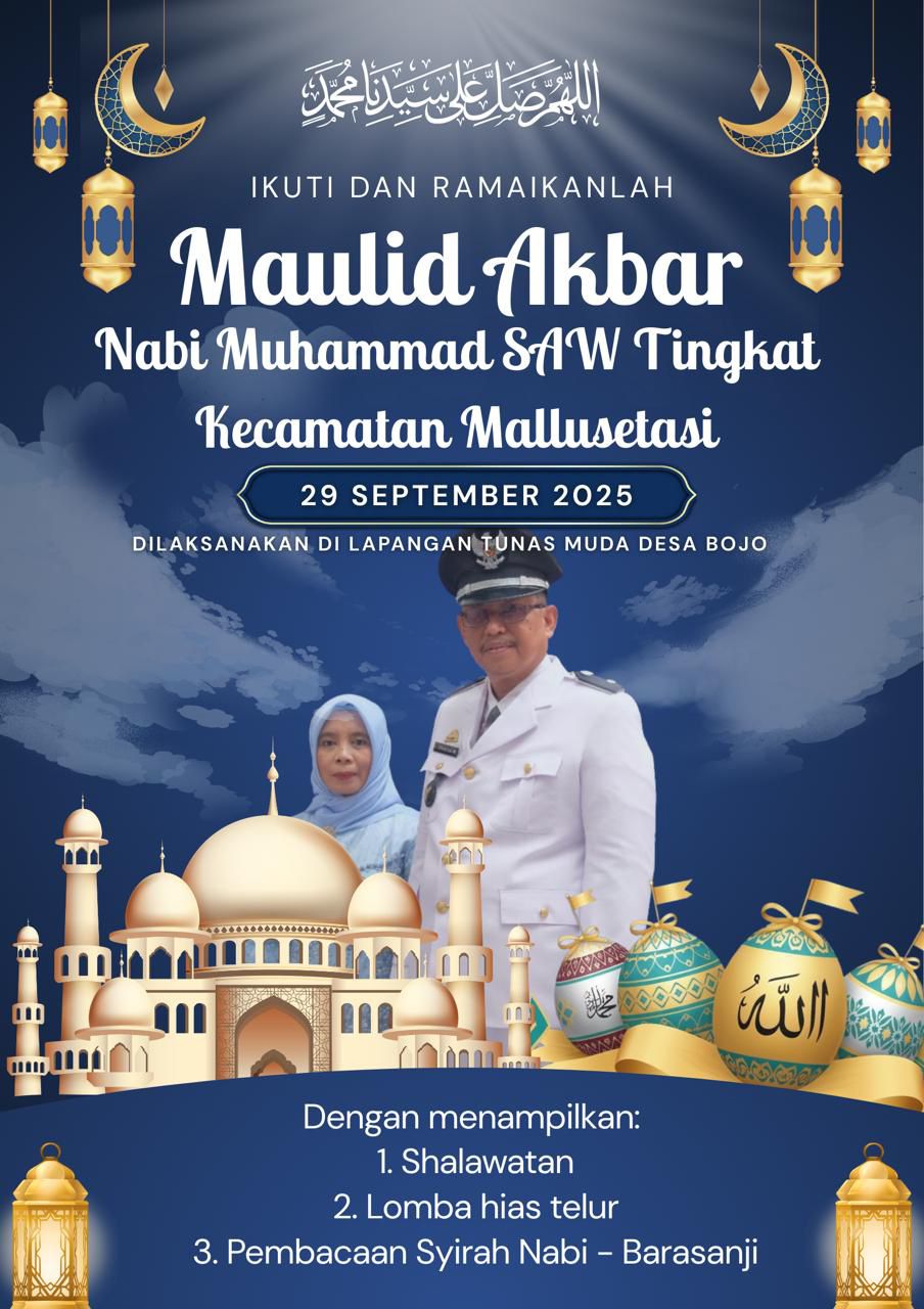 ​Maulid Akbar Tingkat Kecamatan Mallusetasi Siap Digelar di Lapangan Tunas Muda Desa Bojo
