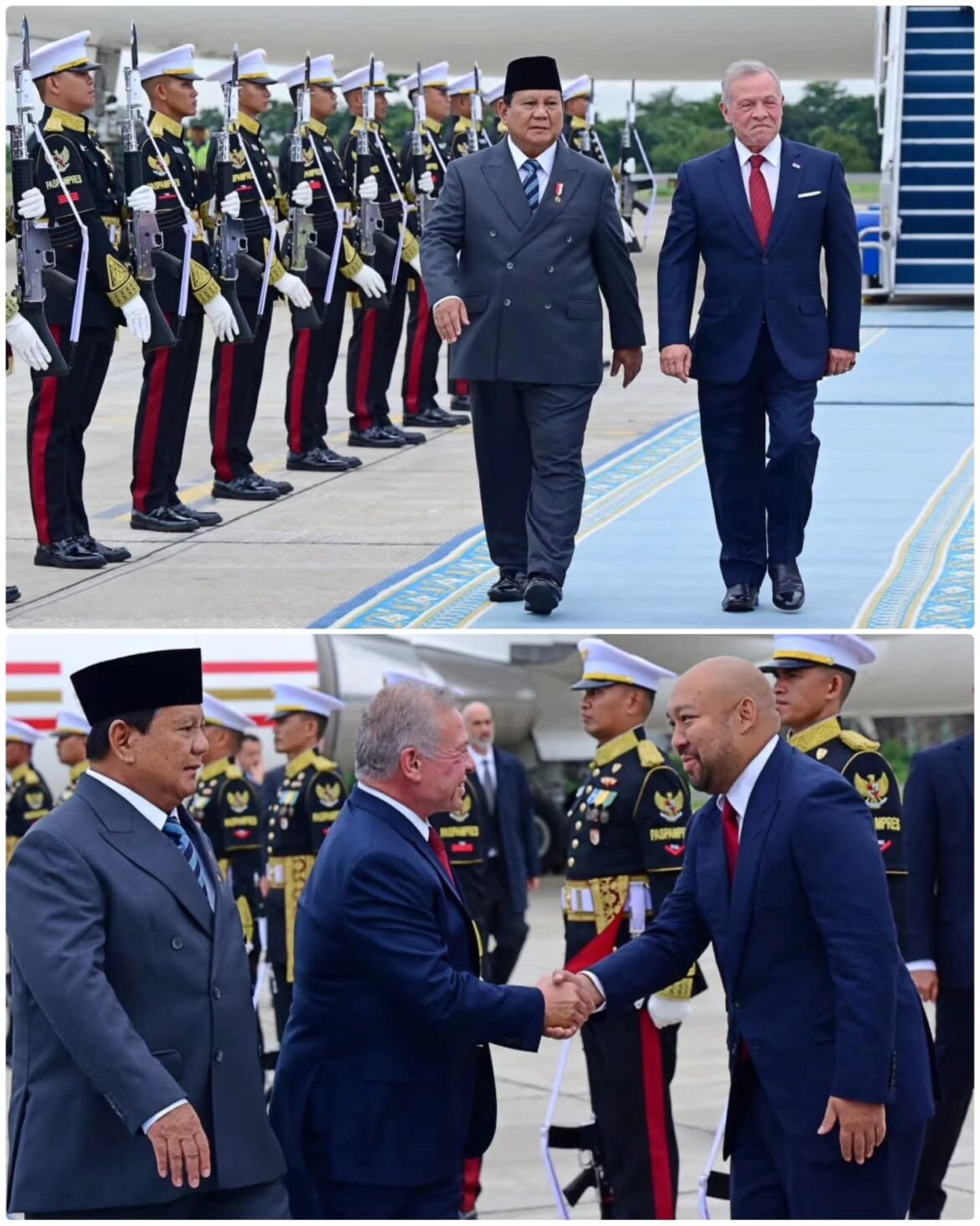 Presiden Prabowo Subianto Menyambut Ketibaan Raja Kerajaan Yordania