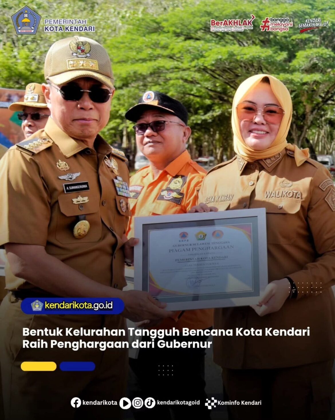 Bentuk Kelurahan Tangguh Bencana Kota Kendari Raih Penghargaan dari Gubernur