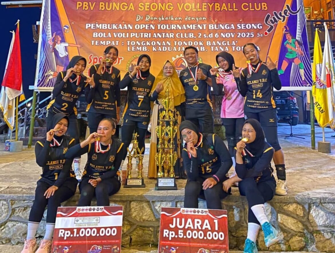 Prestasi Gemilang Diraih Pelangi Volly Ball Club Masamba, Juara Turnamen Bunga Seong AntarKlub Se-SulSel.
