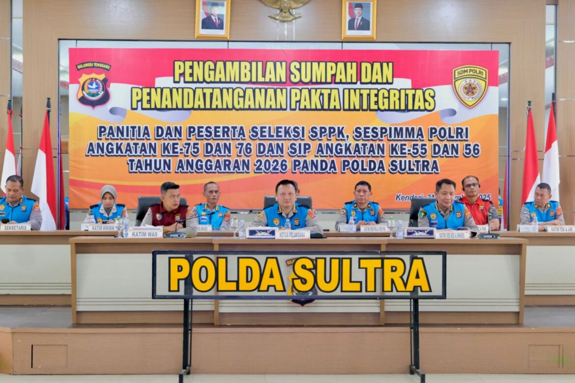 *Polda Sultra Gelar Pengambilan Sumpah dan Penandatanganan Pakta Integritas Seleksi Pendidikan Pengembangan Polri TA 2026*