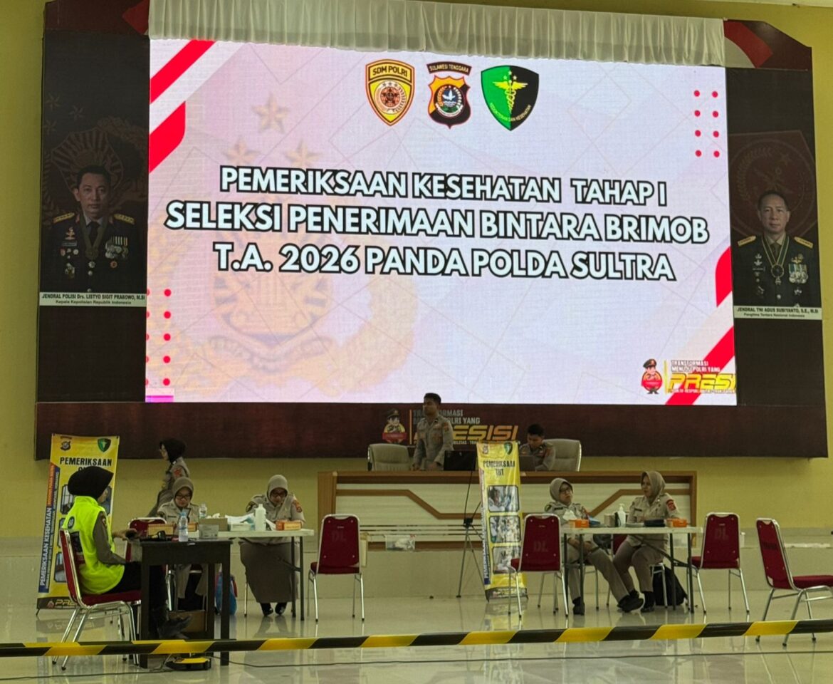 *Polda Sultra Gelar Rikkes Tahap I Penerimaan Bintara Brimob 2026, Pengawasan Internal–Eksternal Diperketat*