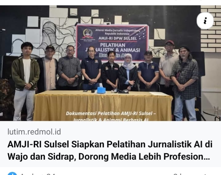 AMJI-RI Sulsel Siapkan Pelatihan Jurnalistik AI di Wajo dan Sidrap, Dorong Media Lebih Profesional Sesuai Standar Dewan Pers