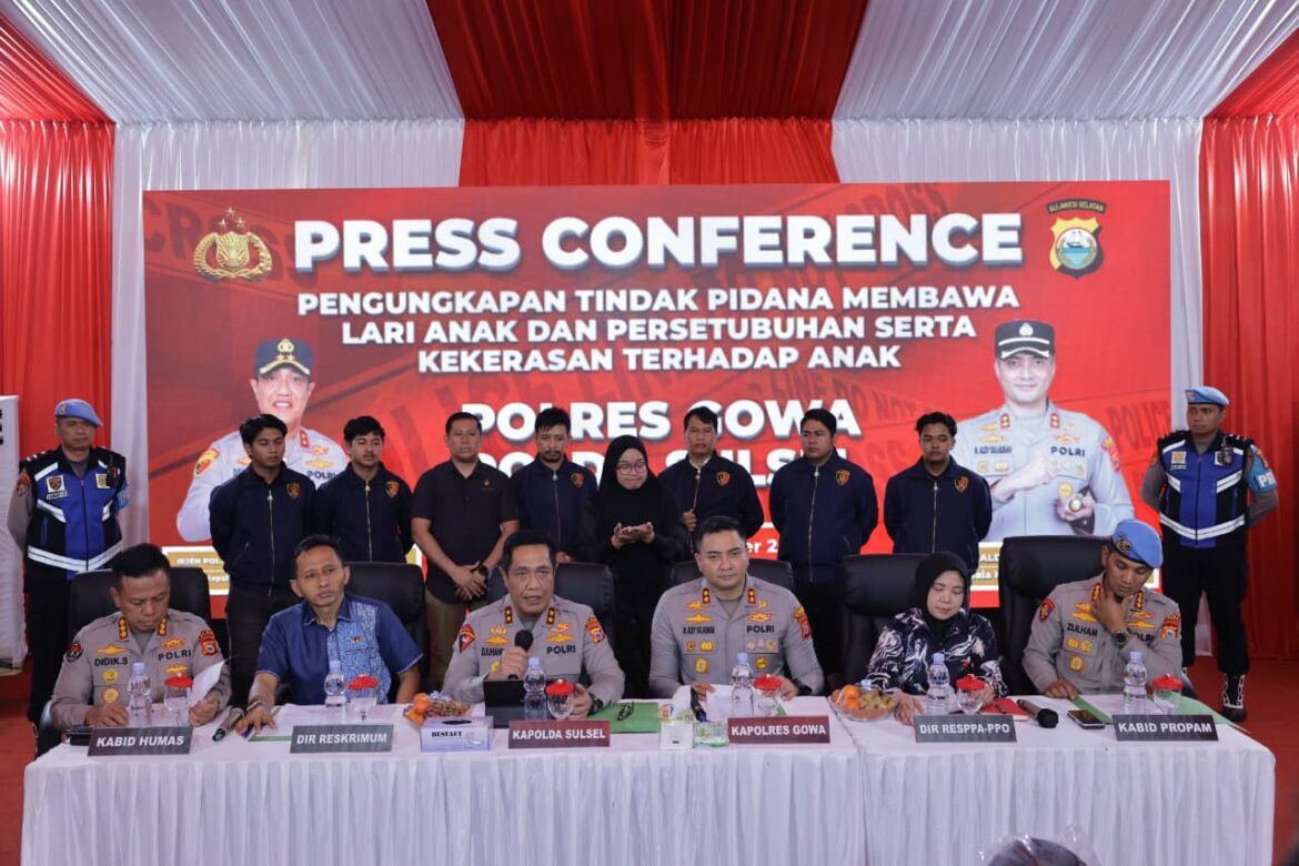 Press Conference Polres Gowa: Pelaku Kejahatan Anak Ditangkap Setelah Berulang Kali Beraksi