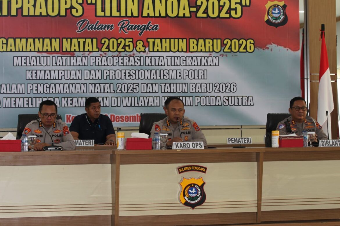 Polda Sultra Gelar Latpraops Lilin Anoa-2025 untuk Pengamanan Natal dan Tahun Baru