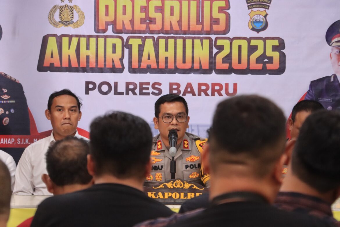 ​Rilis Akhir Tahun Polres Barru, Kriminalitas Turun 3 Persen, Penyelesaian Kasus Capai 90 Persen