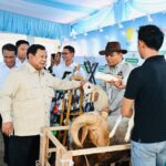 Menteri Pertahanan Sjafrie Sjamsoeddin mendampingi Presiden Prabowo Subianto pada kegiatan Panen Raya Nasional