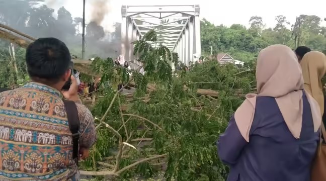 Hari Ketiga Aksi di Jembatan Baliase, Luwu Utara Lumpuh Total: Jalan Ditutup, Pohon Ditebang