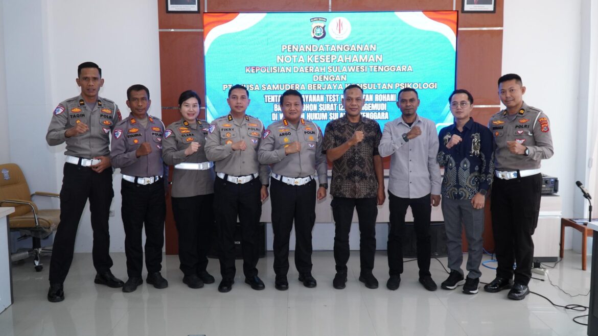 Polda Sultra Teken MoU dengan PT Nusa Samudra Berjaya, Perkuat Dukungan Psikologi Personel Lalu Lintas