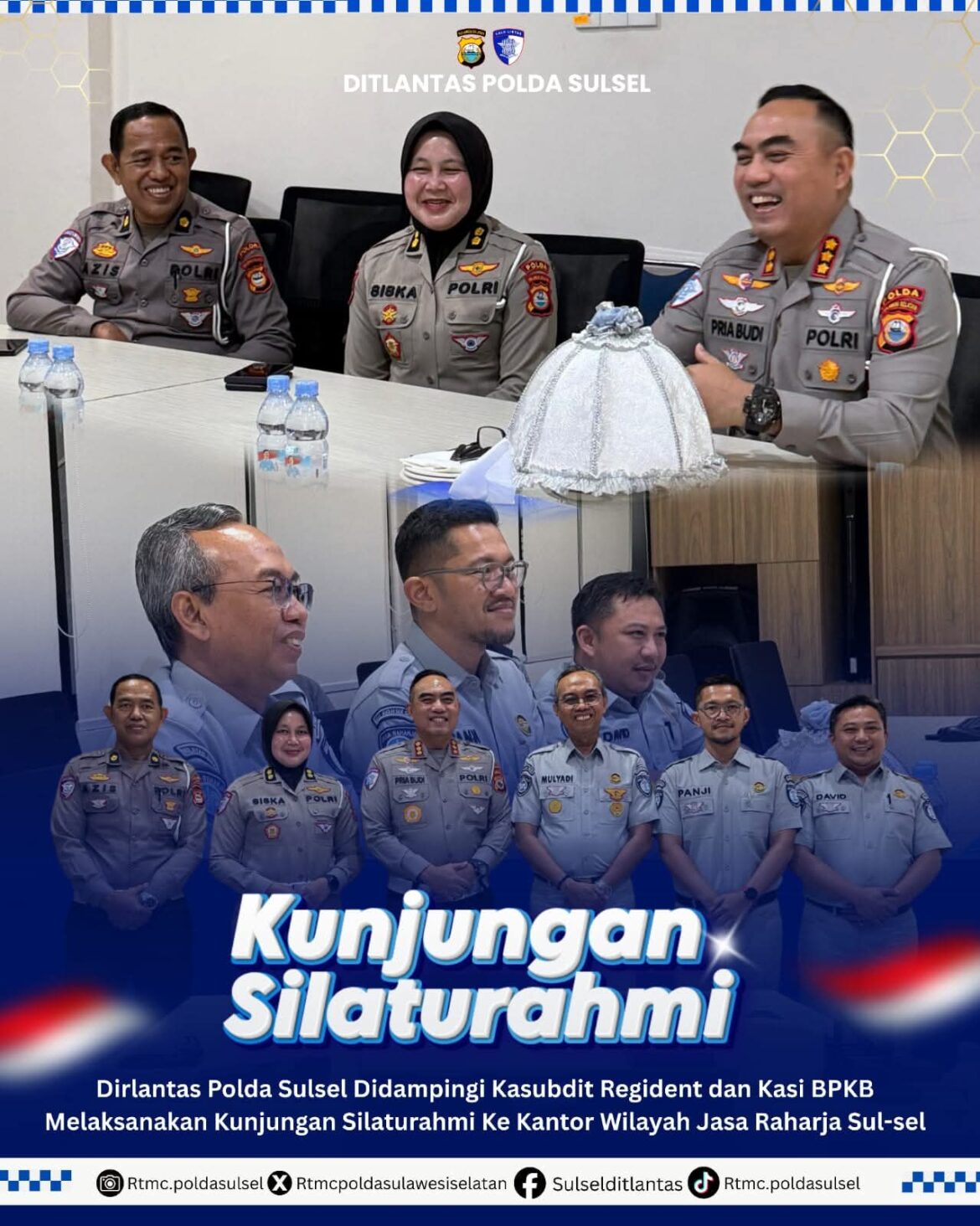 DIRLANTAS POLDA KUNJUNGI JASA RAHARJA SULSEL PERKUAT SINERGI PELAYANAN MASYARAKAT