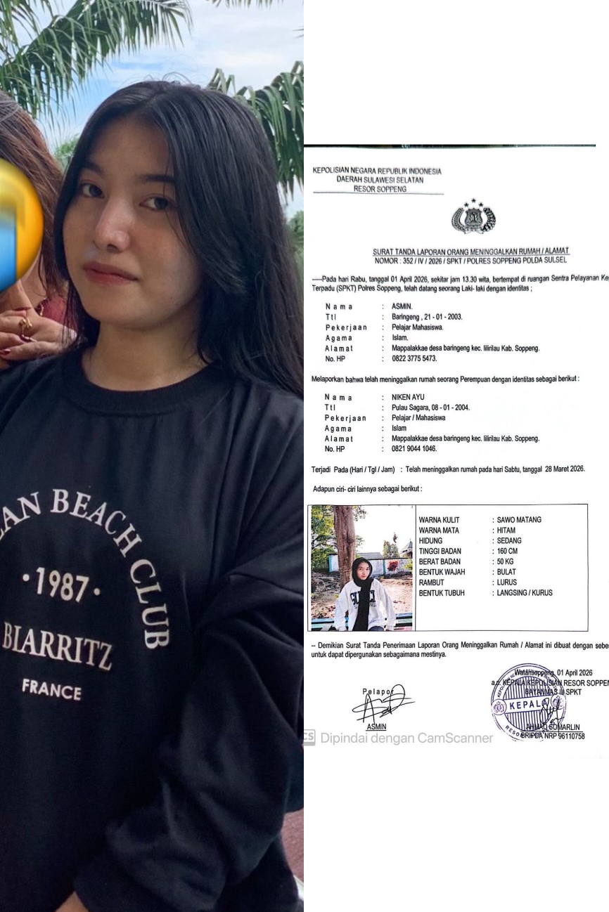 Seorang Gadis di Soppeng Yang Hilang ,Sudah Dilaporkan Keluarganya di Polisi