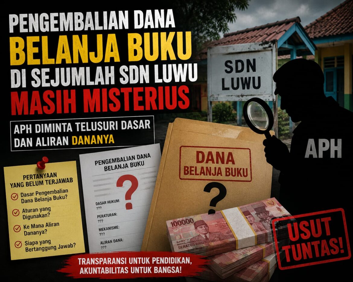 Pengembalian Dana Belanja Buku di Sejumlah SDN Luwu Masih Misterius, APH Diminta Telusuri Dasar dan Aliran Dananya