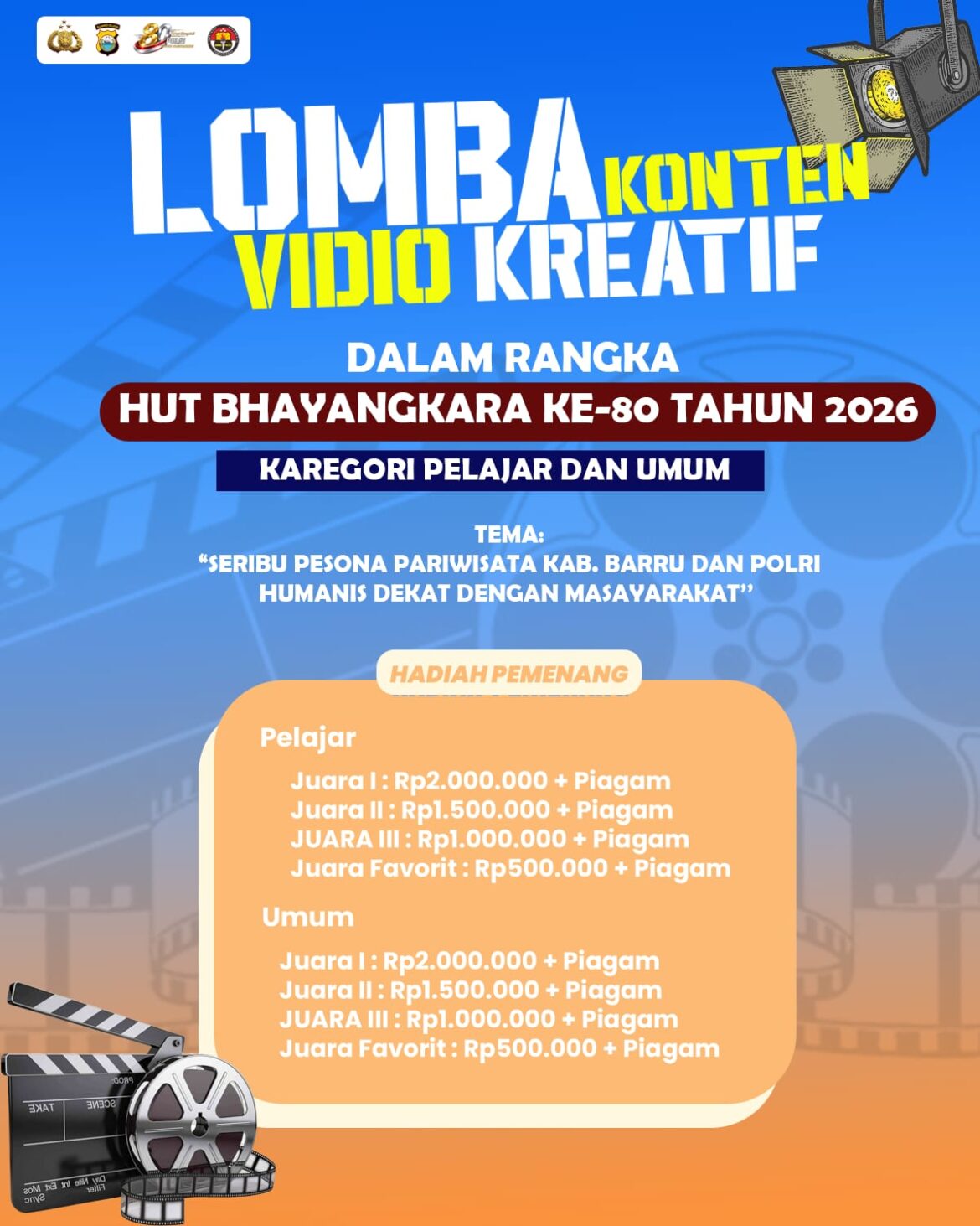 Terbuka untuk Pelajar dan Umum, Polres Barru Siapkan Hadiah Jutaan Rupiah Lewat Lomba Video Konten