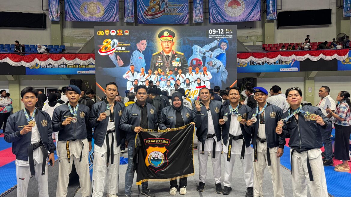 Kontingen Taekwondo Polda Sulsel Raih 9 Medali pada Kejuaraan Kapolri Cup Banten 2026