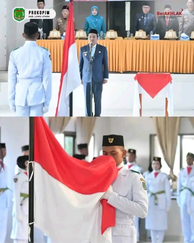 Bupati Andi Abdullah Rahim Kukuhkan Paskibraka Lutra, Siap Mengibarkan Bendera Pusaka Merah Putih Pada Puncak Peringatan HUT RI ke-81