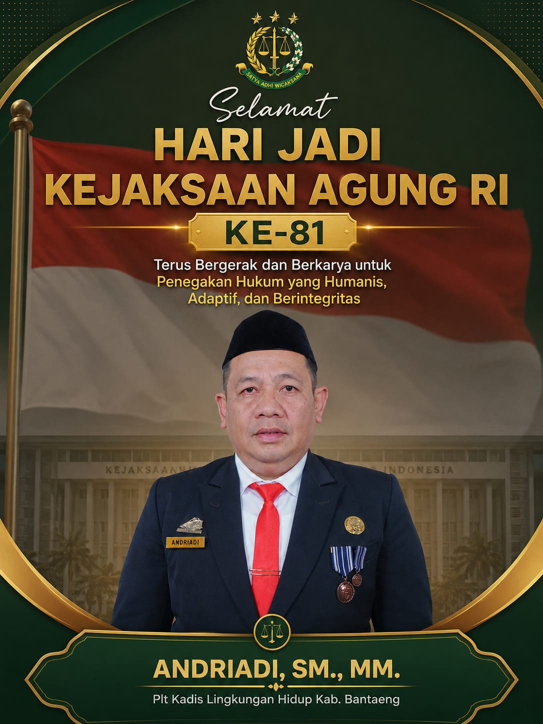 Plt Kadis LH Bantaeng Ucapkan Selamat HUT Kejaksaan RI ke-81